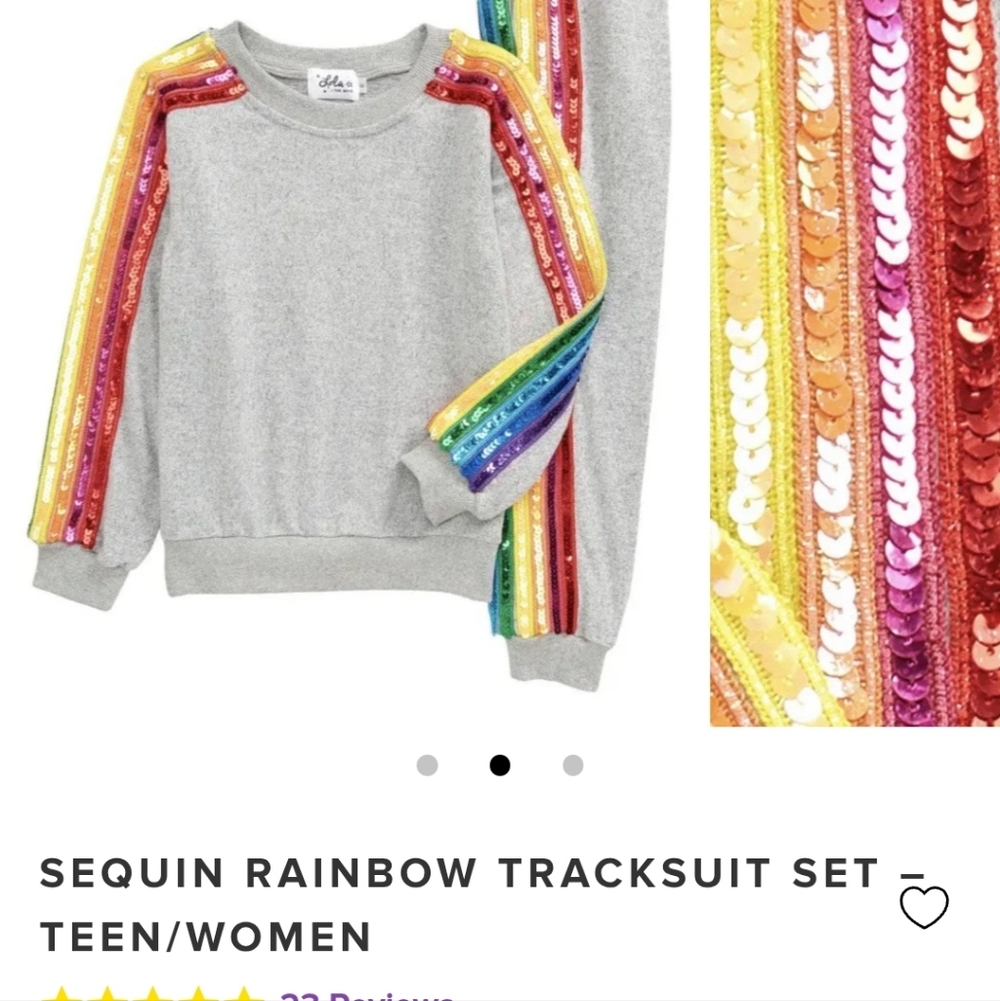 Gray Sequin Rainbow Kids Top Lola + The Boys Tracksuit WOMENS/TEEN SIZE LARGE